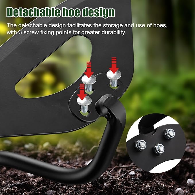 Hardened Hollow Heavy Duty Garden Hoe Tool 60INCH - Ergonomic Weeding Tool for Lawn, Yard & Farm, Rust-Resistant Steel with Comfort Grip, Easy Adjust & Storage