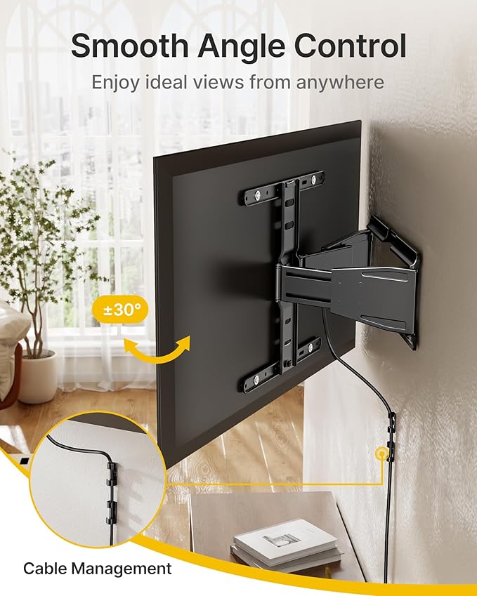 monTEK 0.77" Ultra Slim TV Wall Mount for 37-75 Inch TVs, Thin Low Profile Full Motion TV Wall Mount with Articulating Dual Arms, 4X Weight Tested, Max VESA 400x400mm, Fits 16/18" Studs
