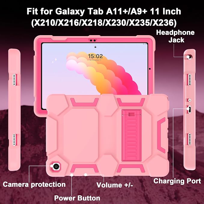 Case for Samsung Galaxy Tab A11+/A11 Plus 11” 2026 Samsung Galaxy Tab A9+/A9 Plus 11” 2024 Model Heavy Duty Shockproof Hard High Impact Protective Case Black