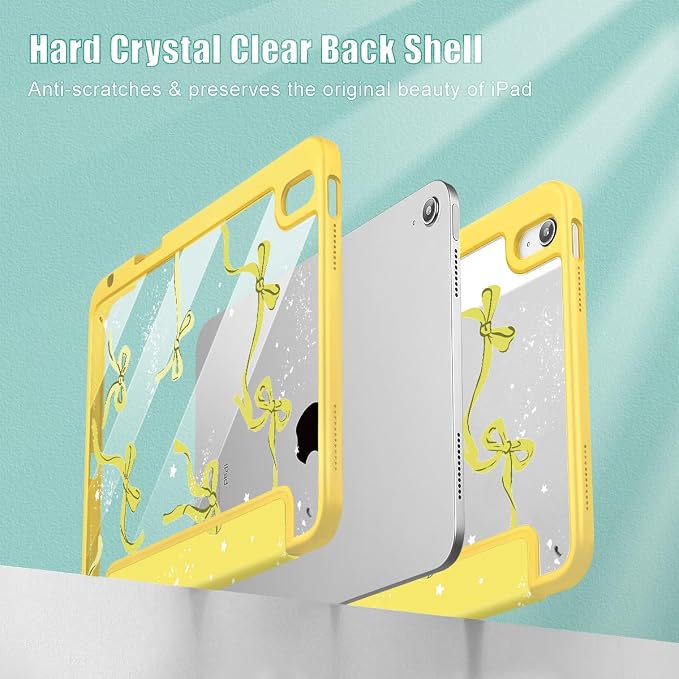 Tuiklol for iPad Pro 11 Inch 4th / 3rd / 2nd / 1st Gen (2022 2021 2020 2018) Case -Built-in Pencil Holder Shockproof Cover Clear Transparent Back Shell with Auto Wake/Sleep Black Flower