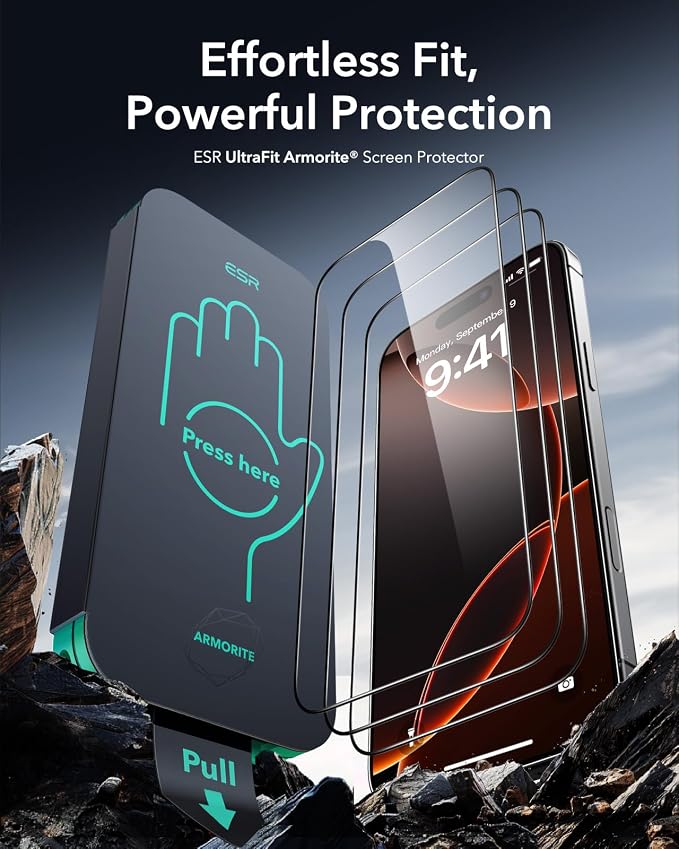 ESR 3 Pack for iPhone 14 Plus/13 Pro Max Screen Protector Armorite | 7X Impact Absorption 9H+ Tempered Glass Easy One-Pull Installation Full-Coverage Protection UltraFit Tray Bubble-Free