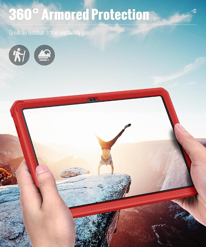 MoKo Shockproof Case Fit Samsung Galaxy Tab A11+ Plus/ A9+ 11 Inch | Full Body Rugged Stand Back Cover with Built-in Screen Protector for Galaxy Tab A11+/ A9+ Tablet Light Gray