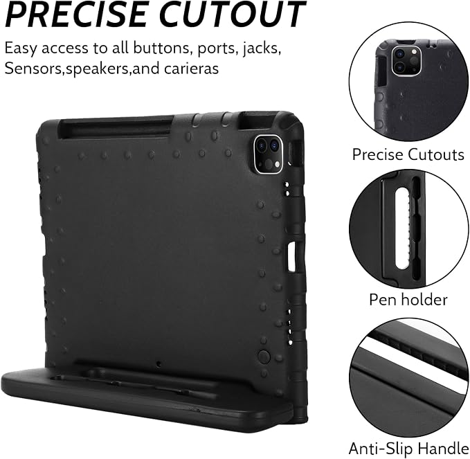 Dteck Kids Case for iPad 10.2 - Shockproof Rugged EVA Handle Stand Child Proof Case for iPad 9/8/7 Generation Black