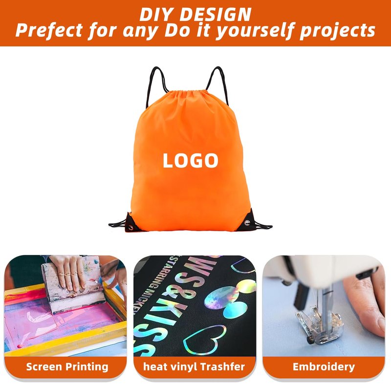 Haokuaile Drawstring Backpacks, 20 Pack — Ideal for Parties, Classroom Activities, Group Events & Giveaways (20, Orange)