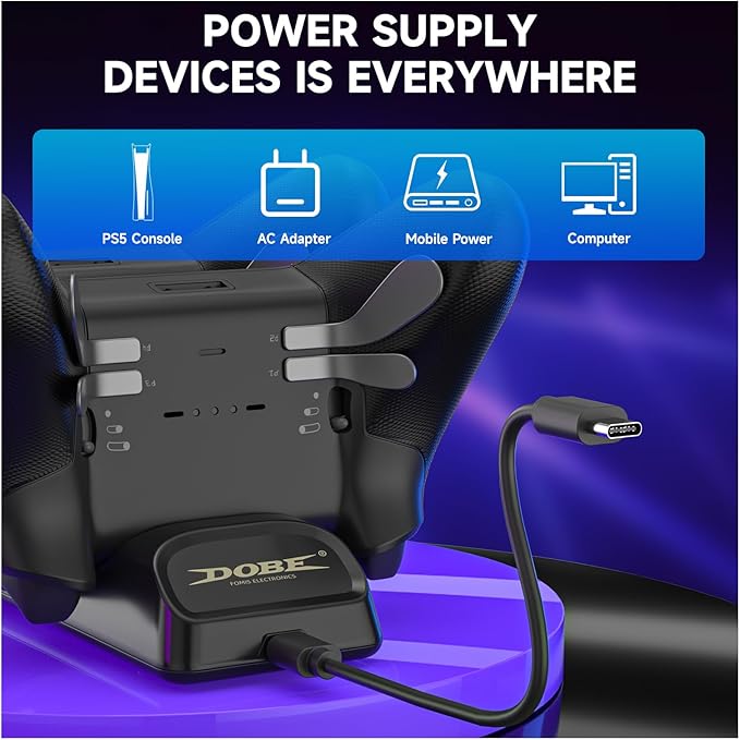ECHZOVE Switch 2 Pro Controller Charger Dock – Dual Fast Charging Station for Nintendo Switch Pro, PS5, Xbox Series X/S – LED Status Display, Type-C Adapter, Compact Design