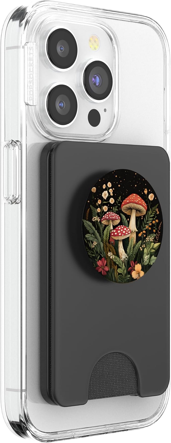 Mushroom PopSockets Adhesive PopGrip for Cell Phones - Black