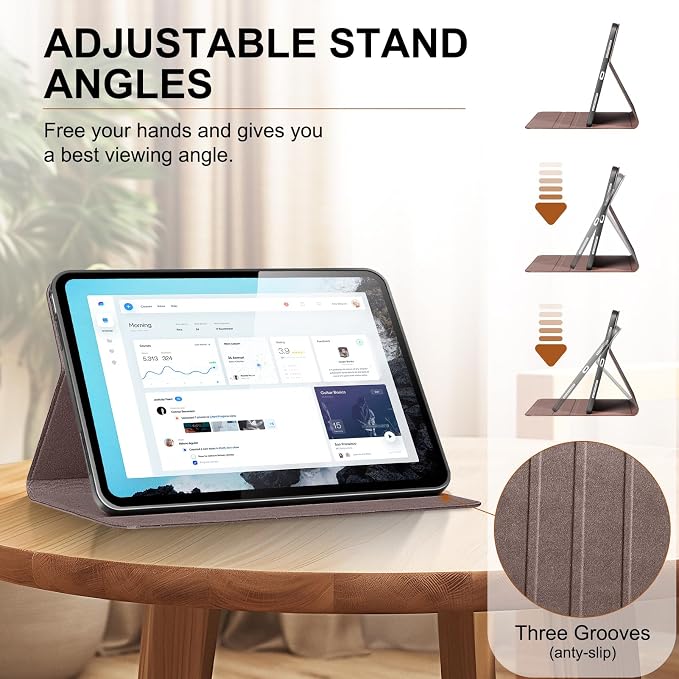 Genuine Leather Case for iPad 11th Gen 11(2025/A16)/10th Gen 10.9 | Slim Protective Cover with Adjustable Stand Auto Wake/Sleep Premium Leather Black
