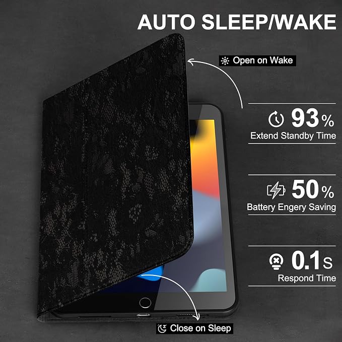 Leather Case for iPad 10.2 Inch9th/8th/7th Gen 2021/2020/2019 | Genuine Top Grain LeatherSmart Folio Pencil HolderAuto Sleep/WakeProtective ShockproofAdjustable StandSilver Black