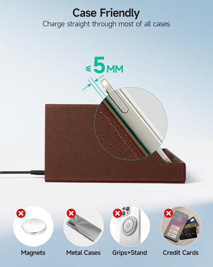 Fast Wireless Charging Station with Desk Organizer for iPhone 17/16/15/15 Pro/14/14 Pro Max/14 Pro/14 Plus/13/13 Pro Max/13 Pro/and iPhone 12/11 Series Nightstand Desktop Organizer for Home Office
