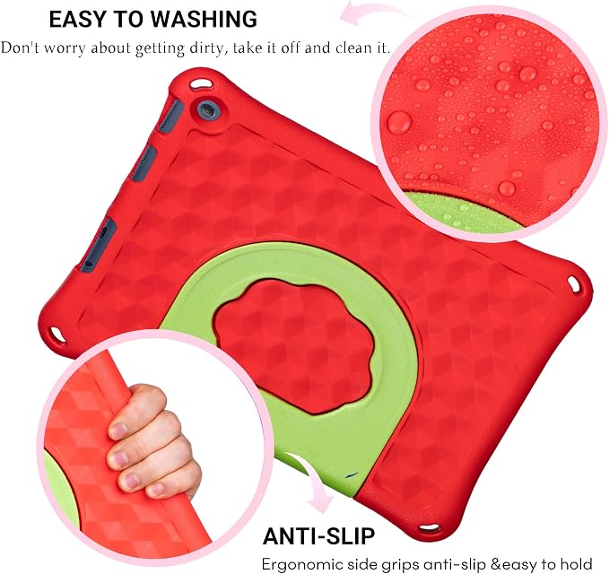 2023 New 10in Tablet Case for Kids(2021/2023 Release 11/13th Generation)OQDDQO Light Weight Anti Slip Shockproof Kids Friendly Case for 10 inch Table Not Compatible ipad Tablet(Red)