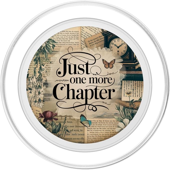 Just One More Chapter Bookish Book Reading Vintage Flower PopSockets Adhesive PopGrip