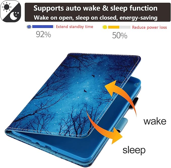 Case for Samsung Galaxy Tab A 8.0 inch Tablet Case 2015 (Model SM-T350/T355/P350/P355) with Pencil Holder [Auto Sleep/Wake] Stand Folio PU Leather Shockproof Cover Magnetic Smart WalletNight