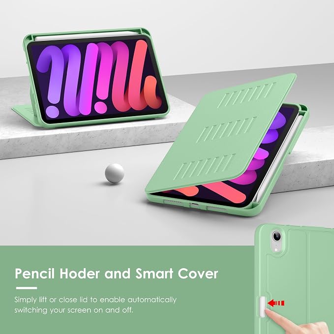 VIKESI Case for iPad mini 7 (A17 Pro) and iPad mini 6Multiple Angles Magnetic Stand CoverShockproof Soft BackPencil Holderand Auto Sleep/WakeBlack