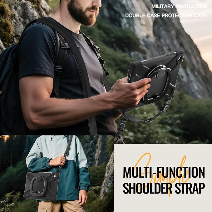 Lunivop Tablet Case Compatible with Samsung Galaxy Tab A11 Plus Case 11 Inch 2025 with 360° Rotating Stand Military - Grade Heavy Duty Protection Cover for Samsung Tab A11+ Plus Black