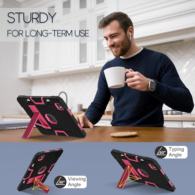 Tablet case for iPad Pro 11 Inch 2024 (5th Gen)Hard PC Soft Silicone Protective Kickstand tab Case for iPad Pro 2024 11 (Model: A3006/A2836/A2837) Pencil Holder Kickstand Cover Black