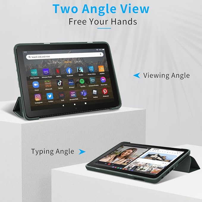 Sanyetral Tablet Protective Case with Auto Wake/Sleep Incompatible with TCL Remarkable -Dark Green