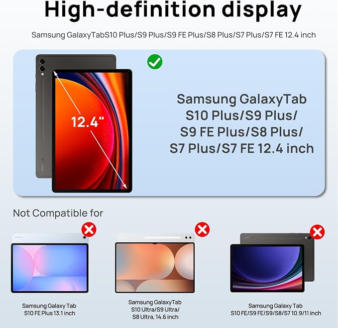 Gerutek Case for Samsung Galaxy Tab S10 FE+/ S10 FE Plus 2025 13.1 Inch Full-Body Drop Protective Case with Screen Protector Pen Holder 360° Rotate Hand Strap &amp StandShoulder Strap Black