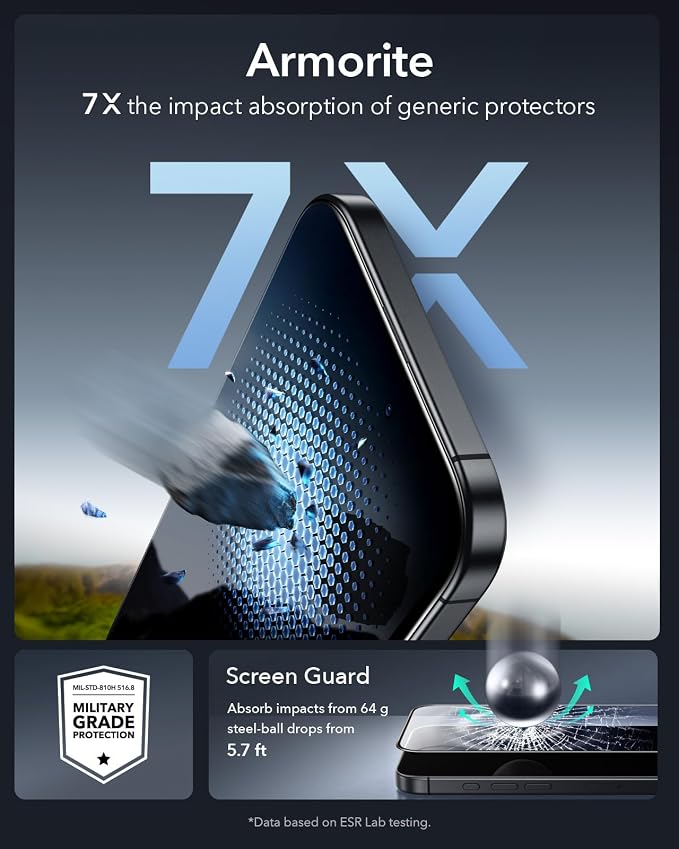 ESR 3 Pack for iPhone 14 Plus/13 Pro Max Screen Protector Armorite | 7X Impact Absorption 9H+ Tempered Glass Easy One-Pull Installation Full-Coverage Protection UltraFit Tray Bubble-Free