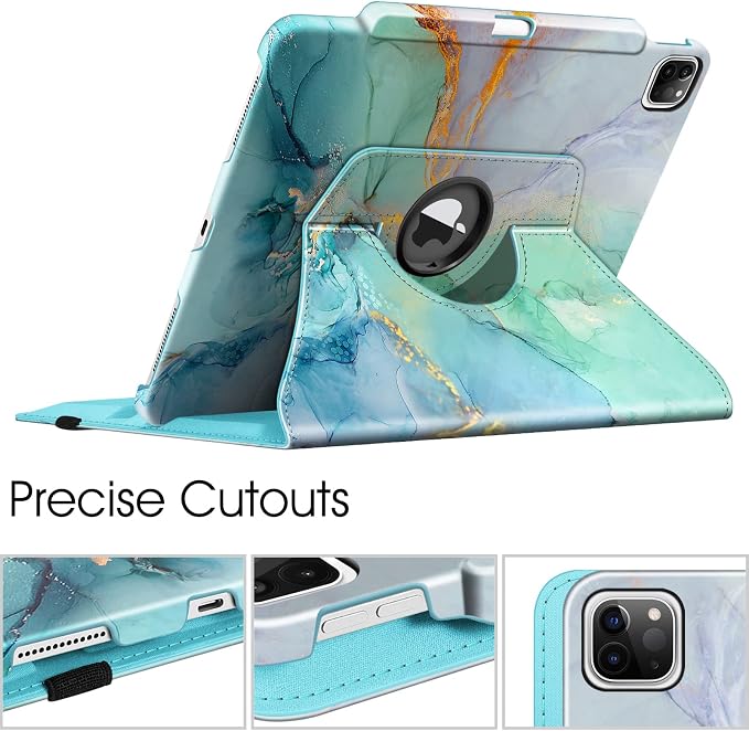 Fintie Rotating Case for iPad Pro 12.9-inch 6th/5th/4th/3rd Generation | 360° Swivel Stand Landscape &amp Portrait Viewing Shockproof Protective Cover Pencil Holder Auto Sleep/Wake Black
