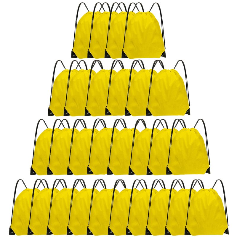 Grneric Drawstring Bags 28 PCS Drawstring Backpack Bulk String Backpack Cinch Bag Sackpack for Men Women Gym (Yellow)