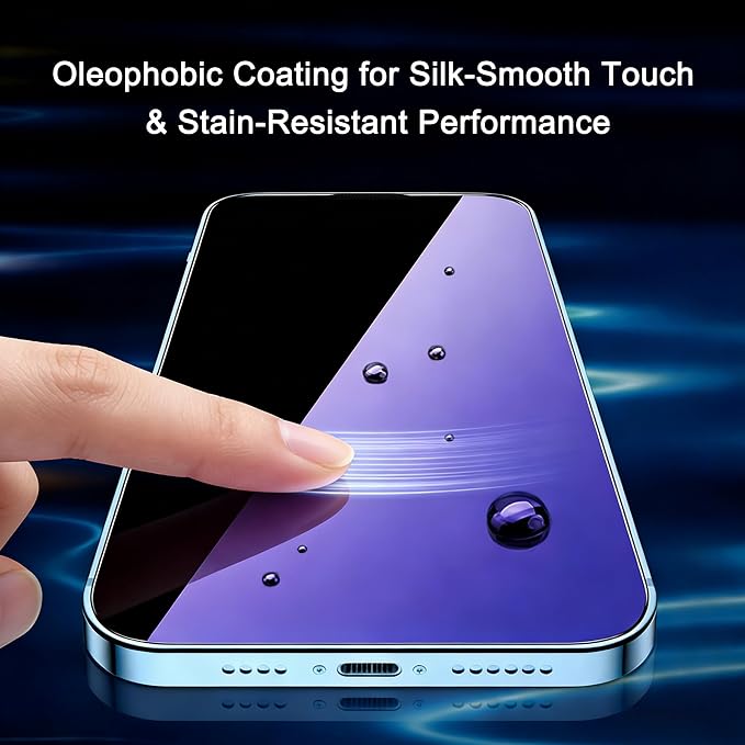 2 Pack Compatible with iPhone Privacy Screen Protector Anti-Spy Anti-Blue Light Eye Protection Tempered Glass Film Scratch Resistant Full Coverage Case Friendly (for iPhone 16 Pro Max)