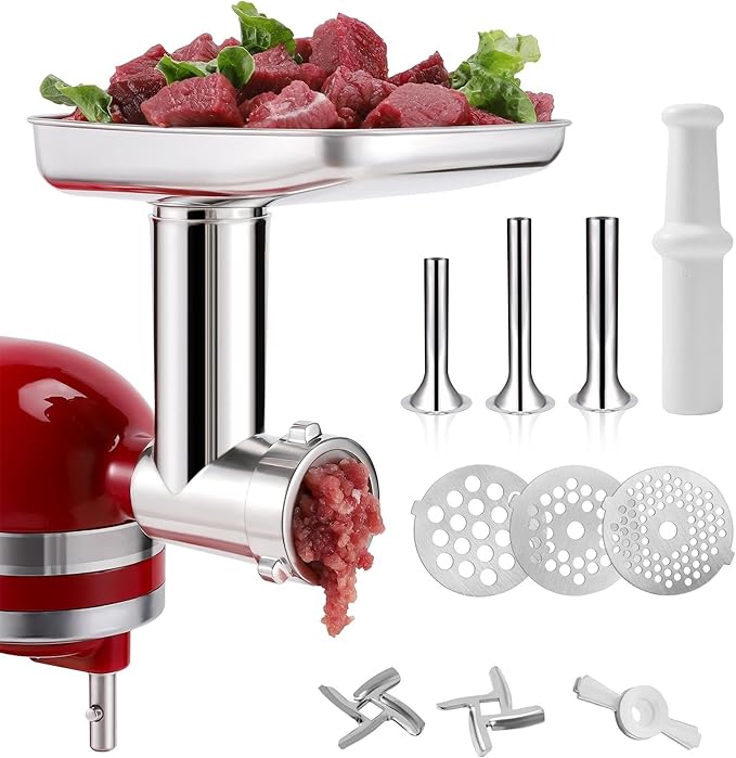KINGEAGLE Stainless Steel Meat Grinder Attachment for KitchenAid Mixers