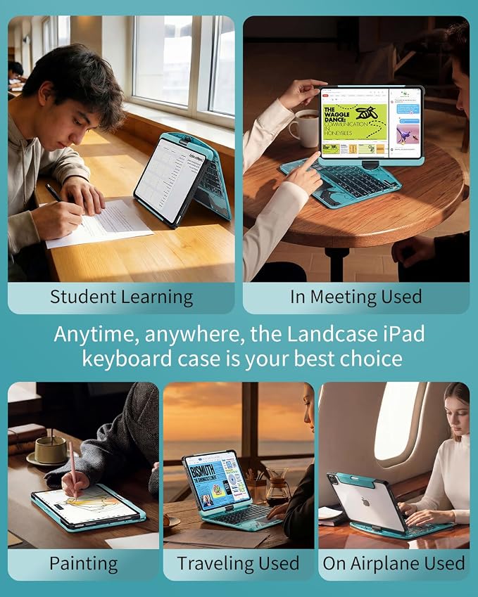 360°Rotation Bluetooth Keyboard Case for iPad 11th Gen（A16）10th 10.9 inch | iPad keyboard case 11/10th generationTouchpadKeyboard Battery Level Visualization360° rotateand 180° flip7-color backlit