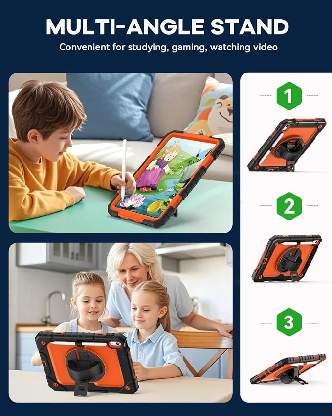 Cantis Case for iPad 9th/8th/7th Generation with Screen Protector iPad 10.2 Case 2021/2020/2019 with 360 Degree Rotating Stand/Shoulder Strap/Pencil Holder Alpine Green