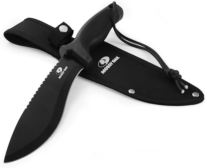 Mossy Oak 11.5'' Machete for Yard Work, Survival Kukri Machete Knife with Sheath, EDC Gear, Ergonomic Anti-Slip Handle, Stainless Steel Machetes for Cutting Trees, Gardening, Bushcraft and Hunting