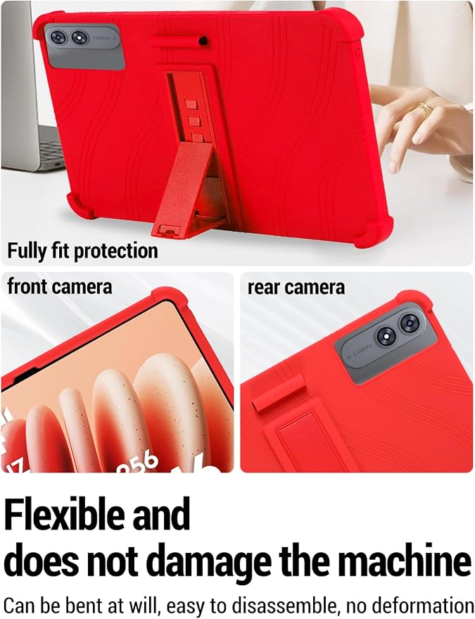 for TABWEE T60 Pro (13.4 Inch) Android 16 Tablet Protective case Shockproof Lightweight Silicone Protective Cover with Stand Child-Friendly Protection Easy to Clean Design Black.