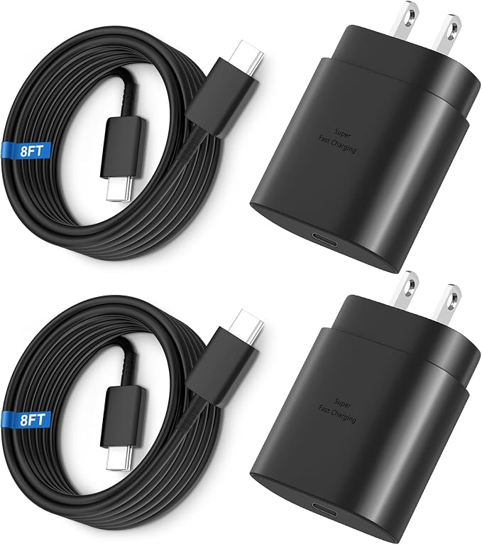Super Fast Charger Type C 25W USB C Wall Charger Fast Charging for Samsung Galaxy S26 Ultra/S26/S26+/S25 Ultra/S25/24 Ultra/S24/S23 Ultra/S22 Ultra with 10FT Long Android Type C Charger Cable 2Pack