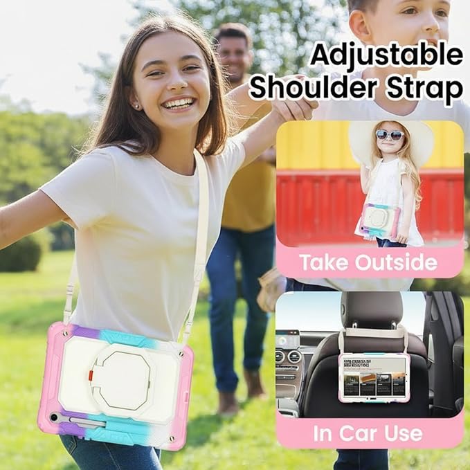 HXCASEAC Case for Galaxy Tab S10 lite / S10 FE / S9 FE 10.9 Inch Shockproof | 360° Rotating Stand | S Pen Holder | Screen Protector | Shoulder Strap | Samaung S10 Lite Tablet Case Kids Black