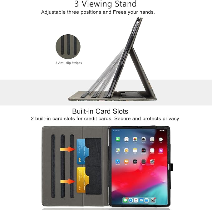 Vimorco for iPad Pro 11-inch Case M5/M4 2025/2024 for iPad Pro Case 11 Inch M5/M4 Pencil Holder/Hand Strap/Pocket/Screen Protection Band 3 Adjustable Angles Auto Sleep/Wake Beach Blue Ocean