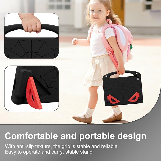 Kids Case for iPad 9th/8th/7th Gen. (10.2-inch 2021/2020/2019) | Shockproof Cover with Built-in Screen Protector and Stand Black