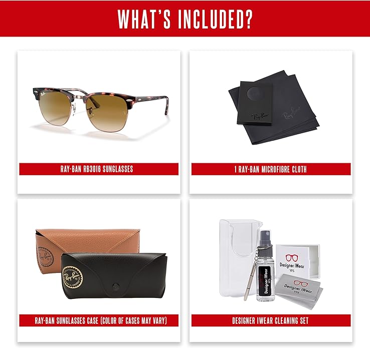 Ray-Ban RB3016 CLUBMASTER Sunglasses For Men For Women +BUNDLE with ACCESSORY EYEWEAR KIT