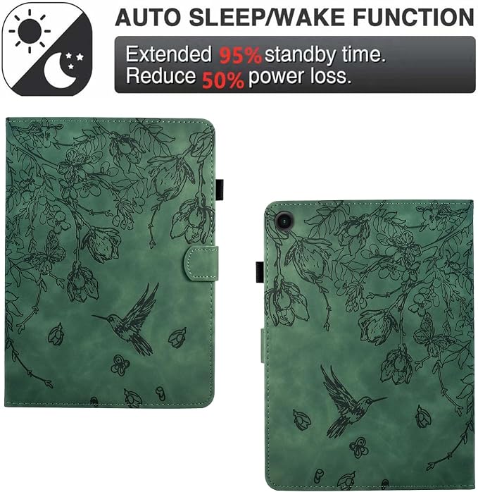 Kindle Fire Max 11 Case 13th Generation 2023 Release Fire Max 11 Tablet Case Embossed Suede Leather Folio Stand Cover with Auto Wake/Sleep &amp Card Slot &amp Pen Holder Brown Bird Flower Embossi