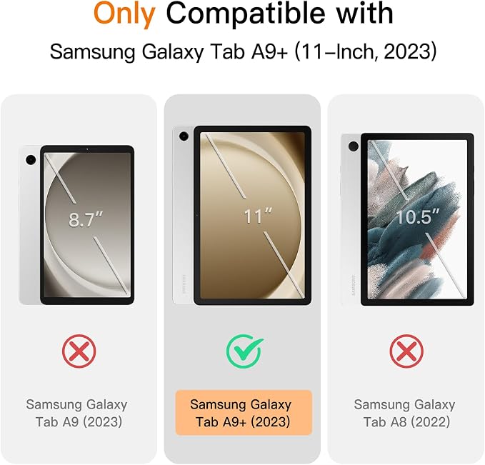 JETech Folio Case Cover for Samsung Galaxy Tab A9 Plus 11 Black | Multi-Angle Stand Cover Slim Protective Cover Auto Wake/Sleep