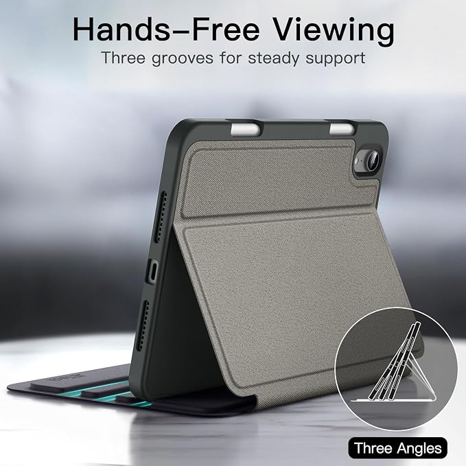 JETech Folio Case Cover for iPad mini A17 Pro/6th Gen (2024/2021) Black | Multi-Angle Stand Cover Pencil Holder Slim Protective Cover Auto Wake/Sleep