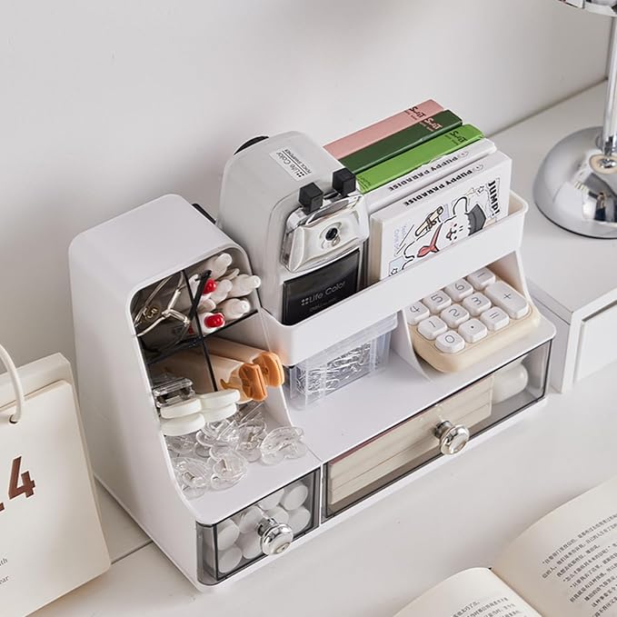 Makeup Organizer with Drawers for Vanity,Bathroom Countertop Organizer with Brushes Holder,Skincare Storage Organizer,Perfect Cosmetic Display Case for Your Beauty Essential