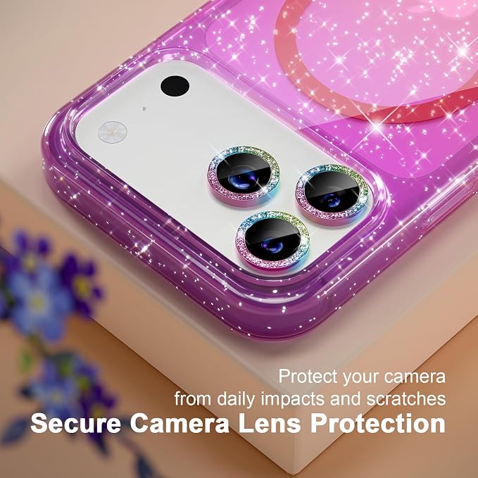 Choiche for iPhone 15 Pro Max Case Compatible with MagSafe Glitter Black | Women Girly Cute Glitter Sparkly Magnetic Phone Case with Diamond Camera Lens Protectors Military-Grade Drop Protection 6.7