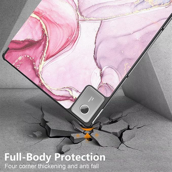 Smart Case for Lenovo Idea Tab 11 Inch 2025 (TB-336ZU/FU) Tablet | Magnetic Trifold Slim Folio PU Leather Stand Cover with Auto Sleep Wake (Black Marble)