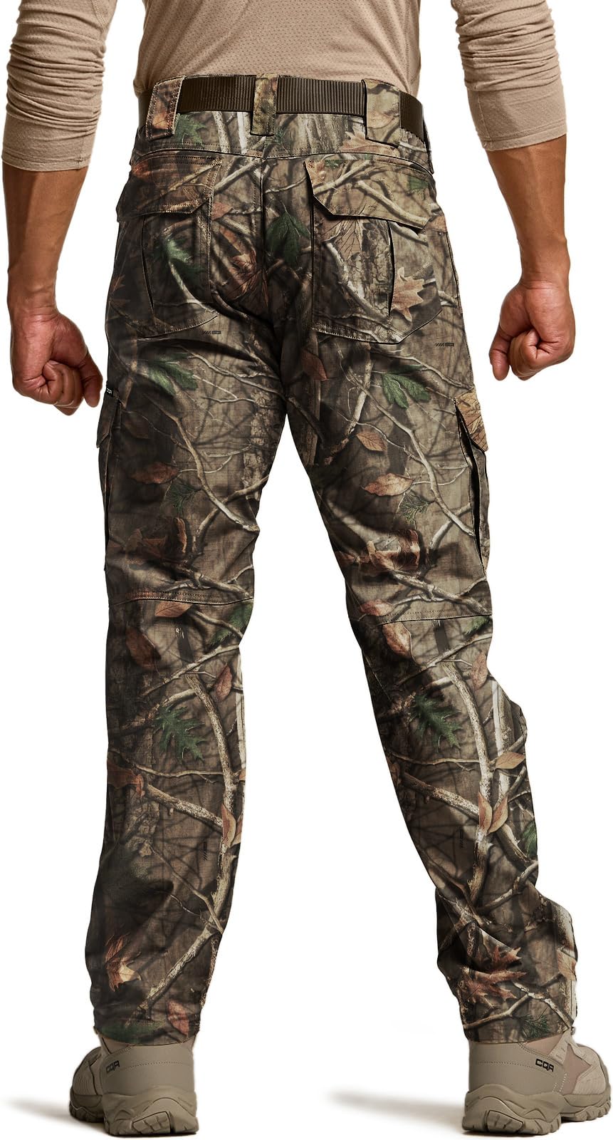 CQR Men's Tactical Pants, Water Resistant Ripstop Cargo Pants, Lightweight EDC Work Hiking Pants, Outdoor Apparel, Duratex Mag Pocket Print Hunting Camo, 42W x 30L
