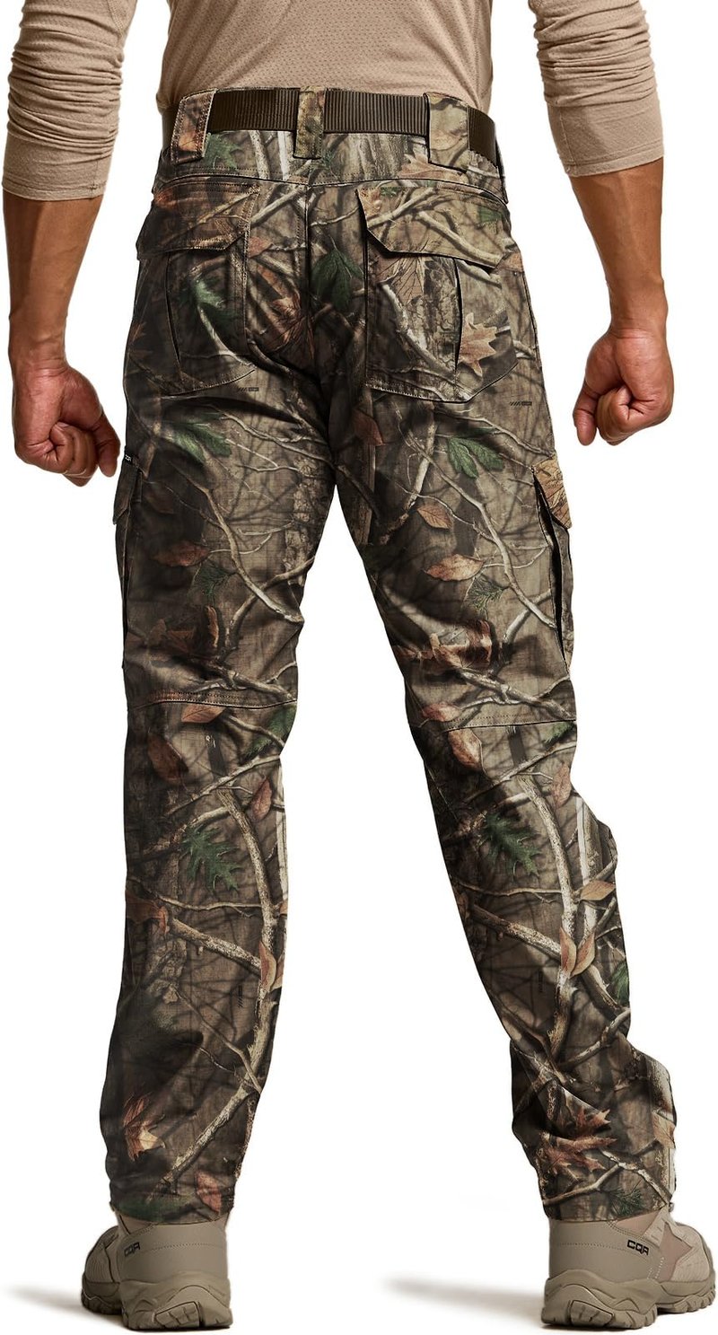 CQR Men's Tactical Pants, Water Resistant Ripstop Cargo Pants, Lightweight EDC Work Hiking Pants, Outdoor Apparel, Duratex Mag Pocket Print Hunting Camo, 38W x 30L