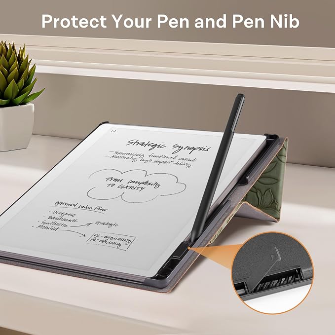 CoBak Case Compatible with Remarkable 2 Paper Tablet Black | Built-in Pen Holder Multi-Angle Foldable Stand Custom Fit for 2020 Released reMarkable 2