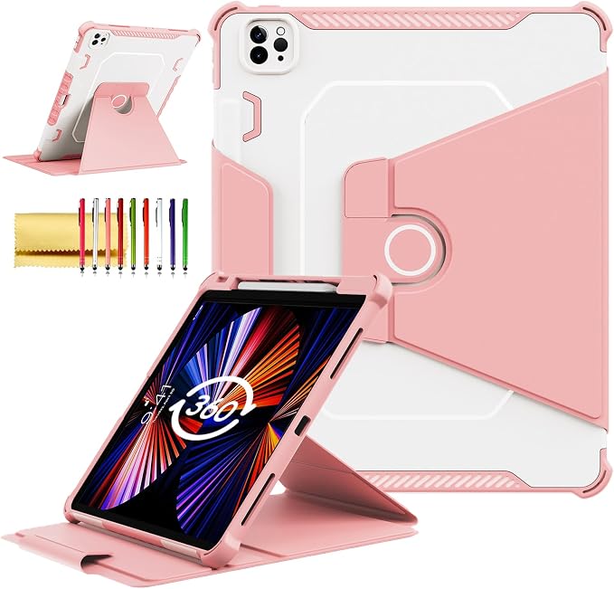 Kids Case for iPad Pro 11 M5/M4 &amp iPad Air 11 (2026/2025/2024) Shockproof Case with Pencil Holder Techcircle Light EVA Foam Handle Stand Bumper Protective Child Friendly Drop Proof Cover Black