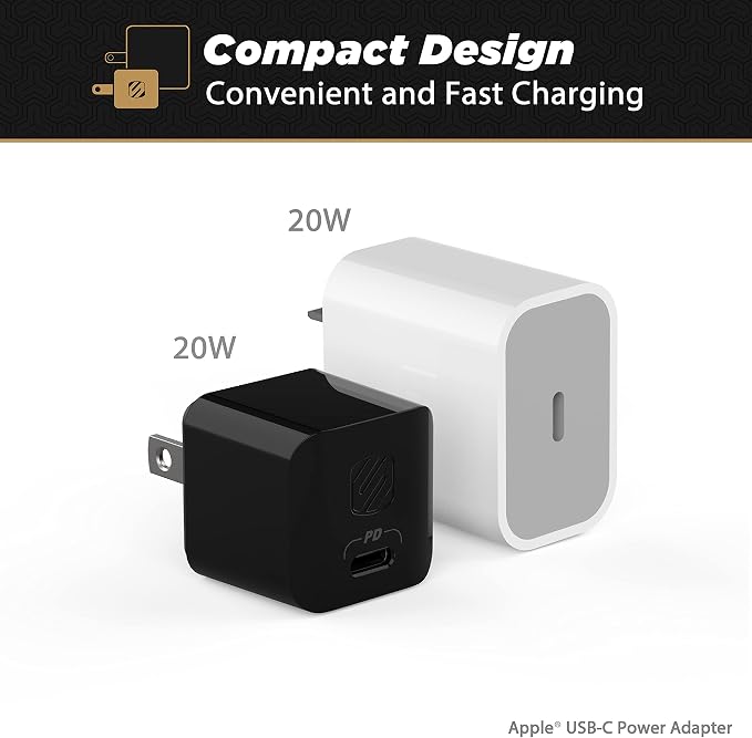Scosche HPDCA32 PowerVolt 32W Certified Type-C + Type-A Fast Wall Charger Power Delivery 3.0 for ALL USB-C and USB-A Devices in Black