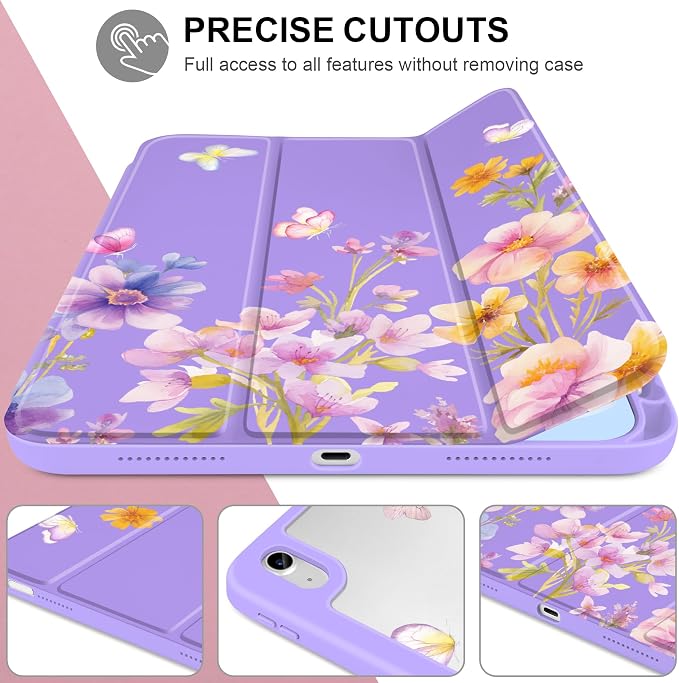Case for iPad (A16) 11th Generation 11 inch 2025 /iPad 10th Gen 10.9 2022 - Aesthetic Cute Preppy Design Trifold Cover with Soft TPU Bumper Clear Back Auto Sleep/Wake Waves
