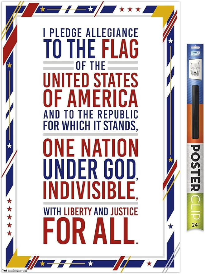 Trends International The United States Of America - Pledge Of Allegiance Wall Poster, 22.375" x 34", Poster & Clip Bundle