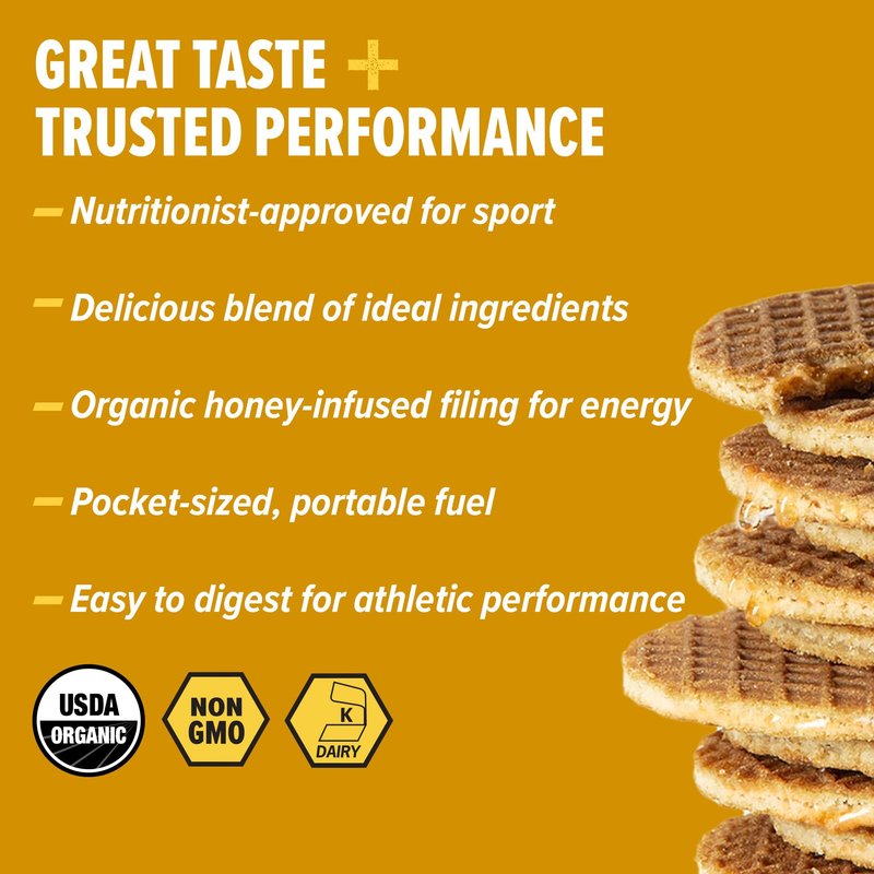 Honey Stinger Organic Honey Waffle, Energy Stroopwafel for Exercise, Endurance and Performance, Sports Nutrition for Home & Gym, Pre and Post Workout, 16.96 Ounces (Pack of 16)