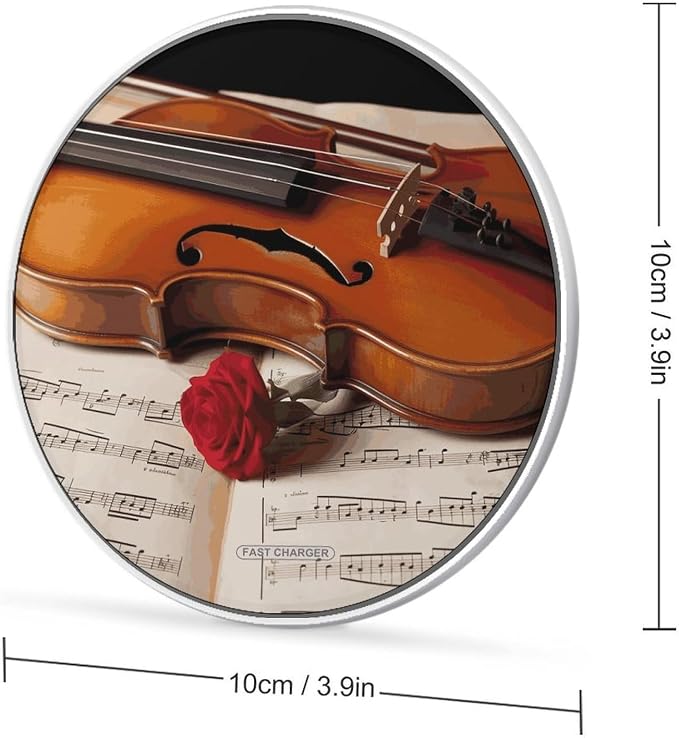 Violin Sheet Music Wireless Charger 10W Fast Charging Pad Anti-Slip Qi Certified Wireless Charging Pad Charging Station Portable Phone Charger for All Wireless Charging Smartphone